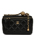 Chanel Small Pearl Crush Vanity Case Black Lambskin Brushed Gold Hardware