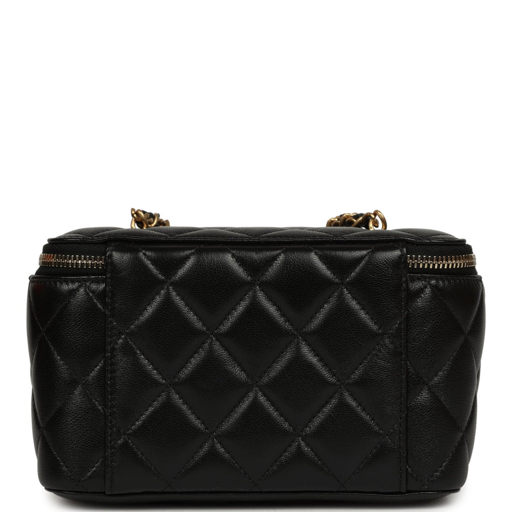 Chanel Small Pearl Crush Vanity Case Black Lambskin Brushed Gold Hardware