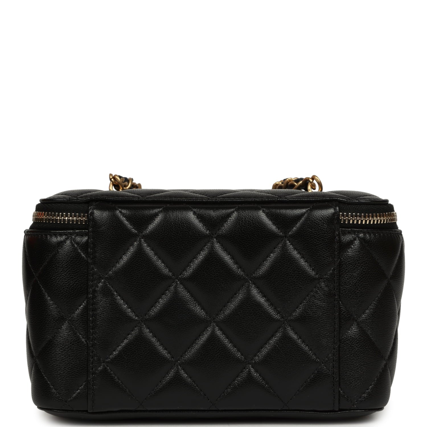 Chanel Small Pearl Crush Vanity Case Black Lambskin Brushed Gold Hardware