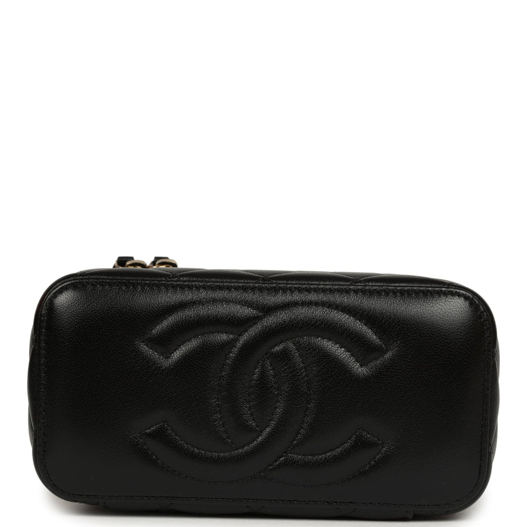 Chanel Small Pearl Crush Vanity Case Black Lambskin Brushed Gold Hardware