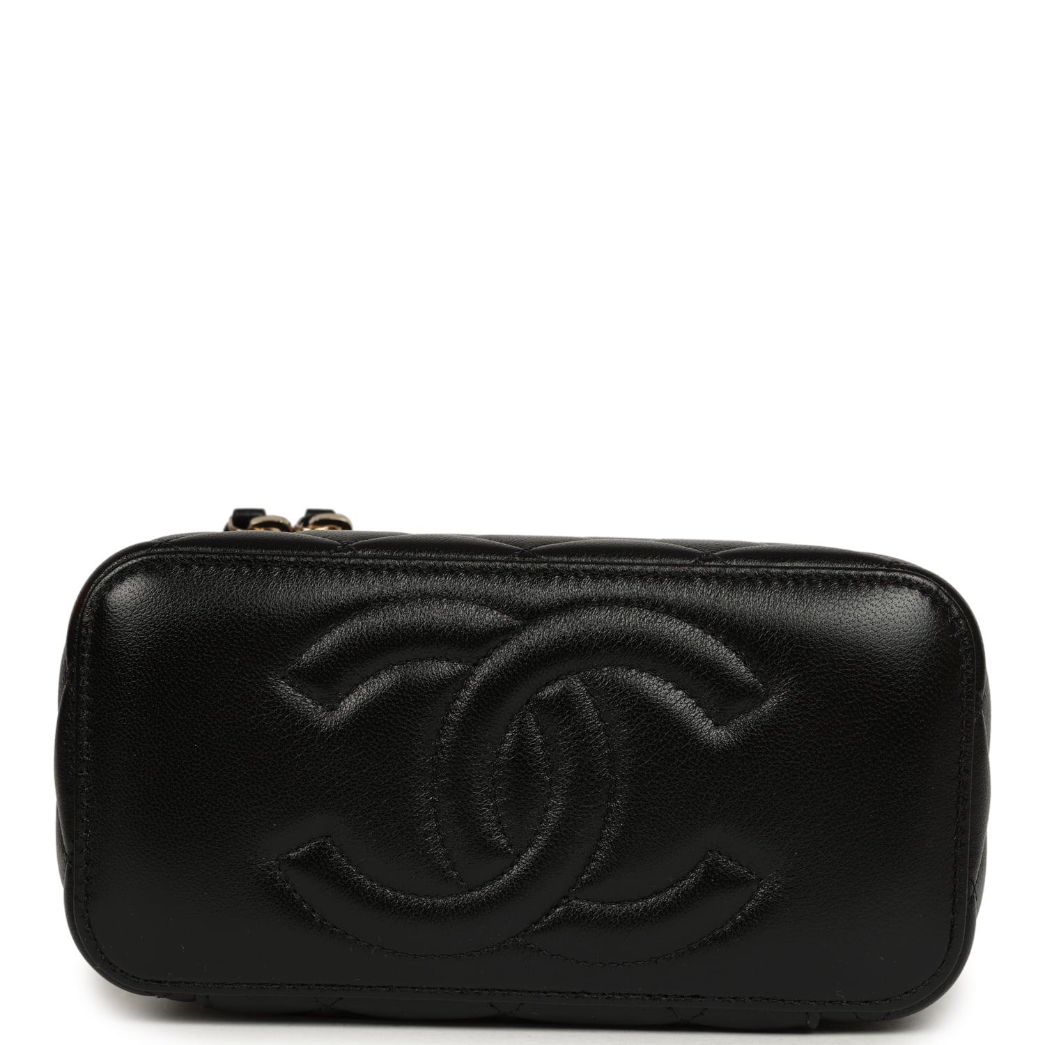 Chanel Small Pearl Crush Vanity Case Black Lambskin Brushed Gold Hardware