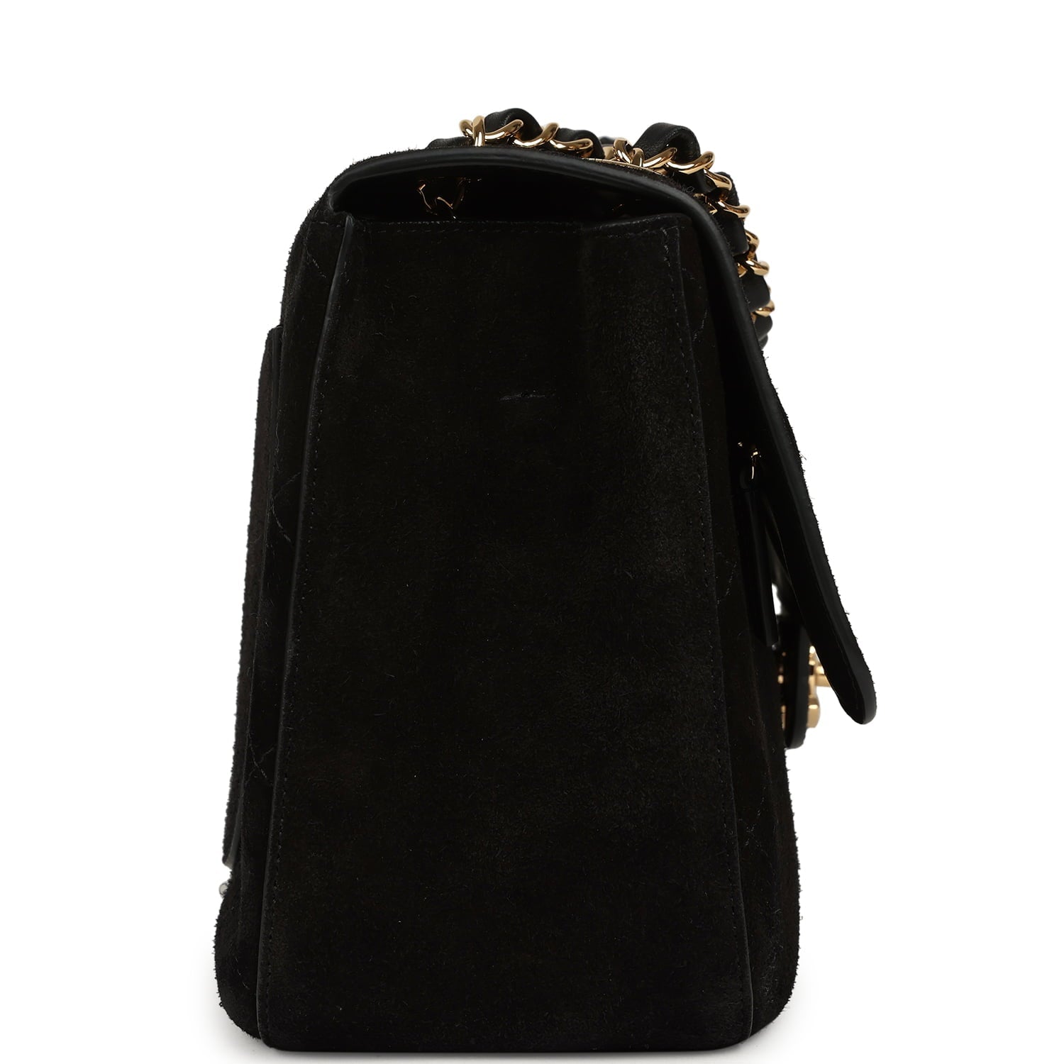 Chanel Maxi "Souplissimo" Small Flap Bag Black Suede Gold Hardware