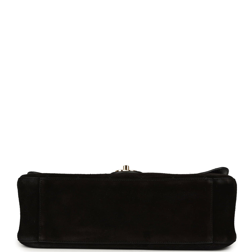 Chanel Maxi "Souplissimo" Small Flap Bag Black Suede Gold Hardware
