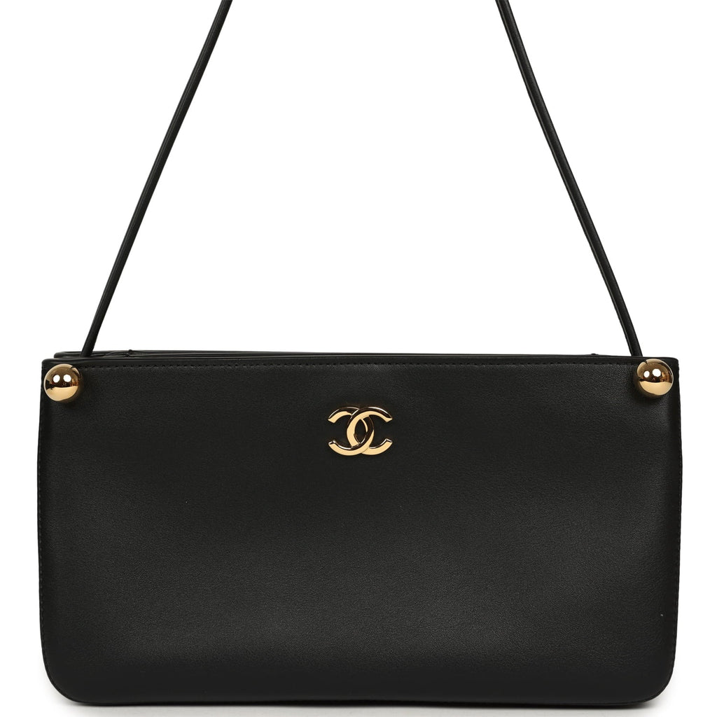 Chanel "Chic Studs" Clutch Bag Black Lambskin Gold Hardware