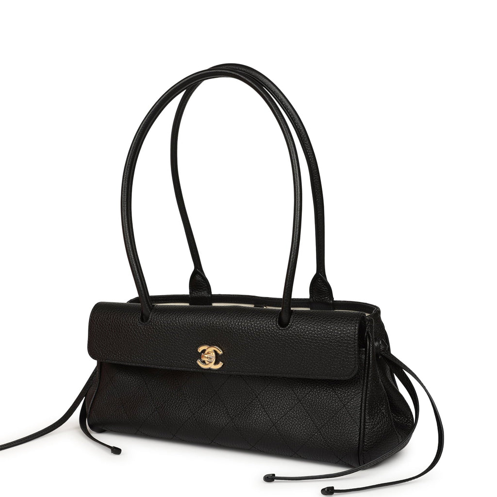 Chanel Small "Urban Essential" East West Shopping Tote Black Caviar Gold Hardware