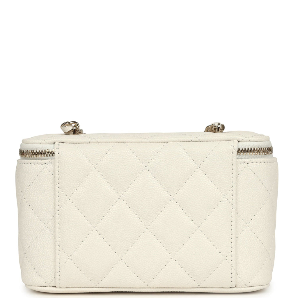 Chanel Small Vanity Case White Caviar Light Gold Hardware