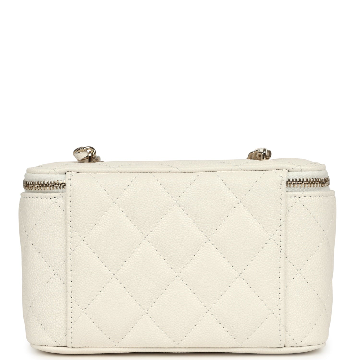 Chanel Small Vanity Case White Caviar Light Gold Hardware
