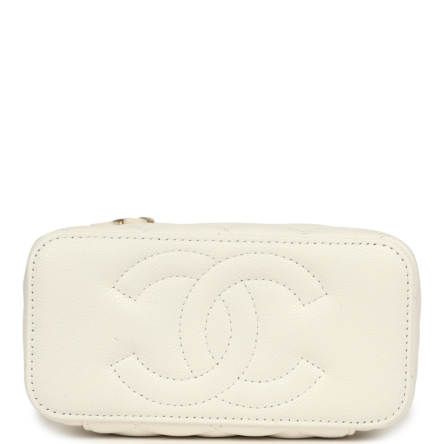 Chanel Small Vanity Case White Caviar Light Gold Hardware