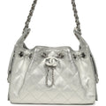 Chanel Mini 25 Hobo Bag Metallic Silver Caviar Silver Hardware
