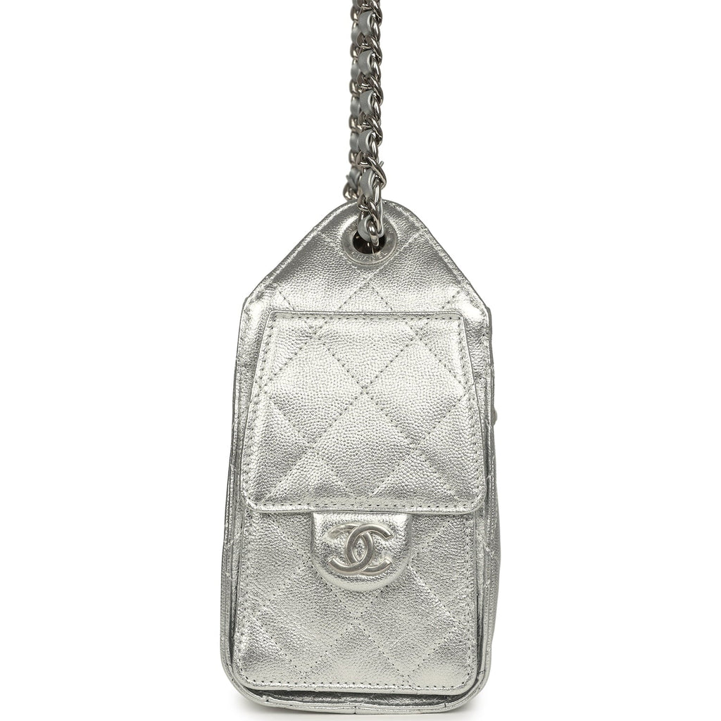 Chanel Mini 25 Hobo Bag Metallic Silver Caviar Silver Hardware