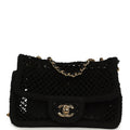 Chanel Small Coco Beach Macrame Flap Bag Black Mesh Gold Hardware