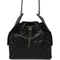 Chanel Medium 25 Hobo Bag Black Shiny Crumpled Calfskin Mixed Silver Hardware