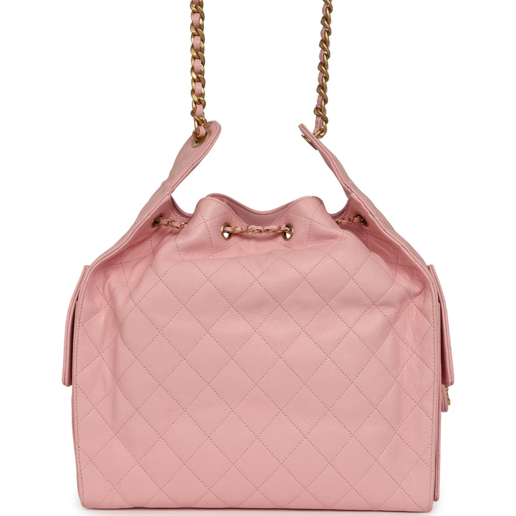 Chanel Medium 25 Hobo Bag Light Pink Caviar Antique Gold Hardware