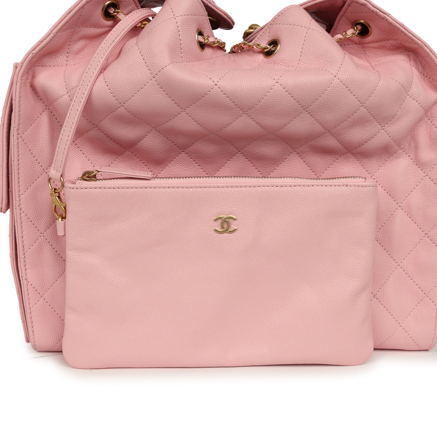 Chanel Medium 25 Hobo Bag Light Pink Caviar Antique Gold Hardware