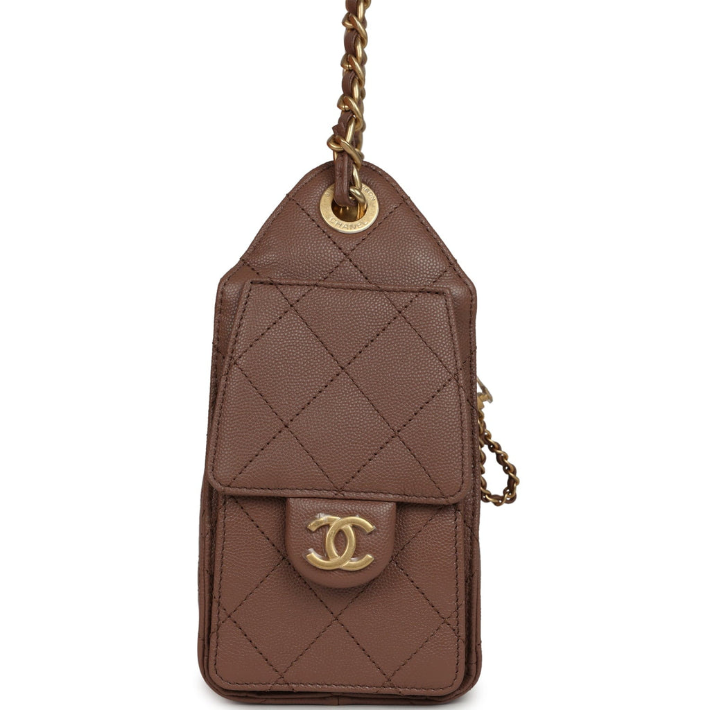 Chanel Mini 25 Hobo Bag Brown Caviar Antique Gold Hardware