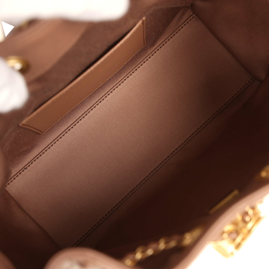 Chanel Mini 25 Hobo Bag Brown Caviar Antique Gold Hardware