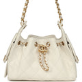 Chanel Mini 25 Hobo Bag White Caviar Antique Gold Hardware