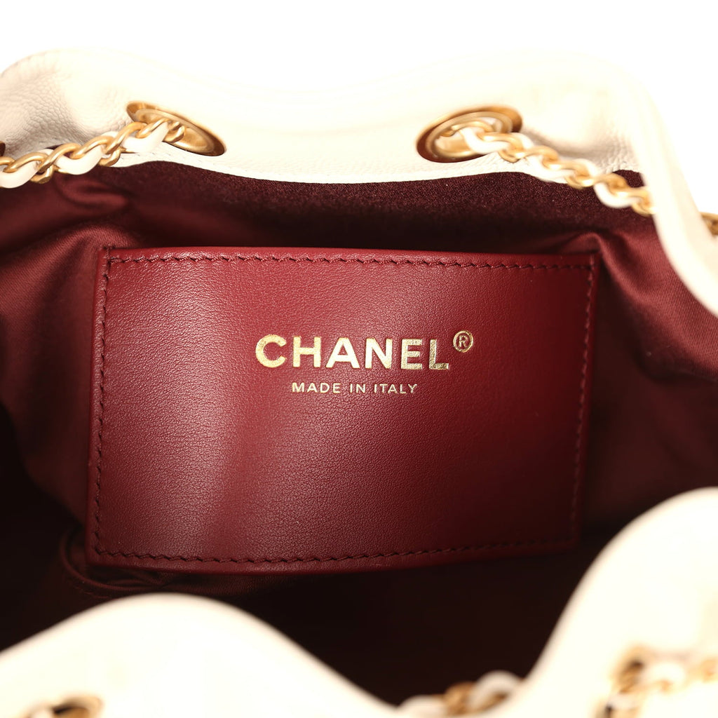 Chanel Mini 25 Hobo Bag White Caviar Antique Gold Hardware