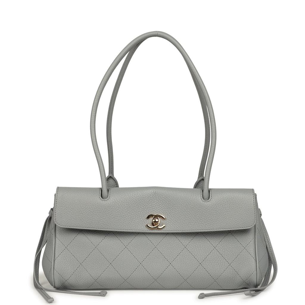 Chanel Small "Urban Essential" East West Shopping Tote Light Grey Caviar Gold Hardware