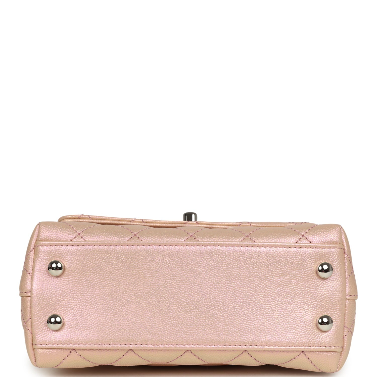 Chanel Micro Coco Top Handle Flap Iridescent Pink Shiny Caviar Mixed Metal Hardware
