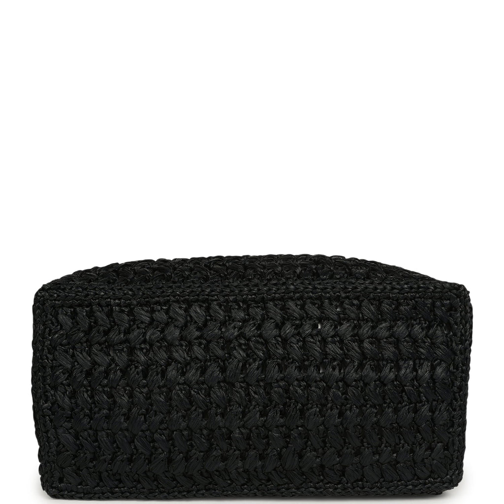 Chanel Coco Beach CC Shopping Tote Black Raffia and Calfskin Gold Hardware