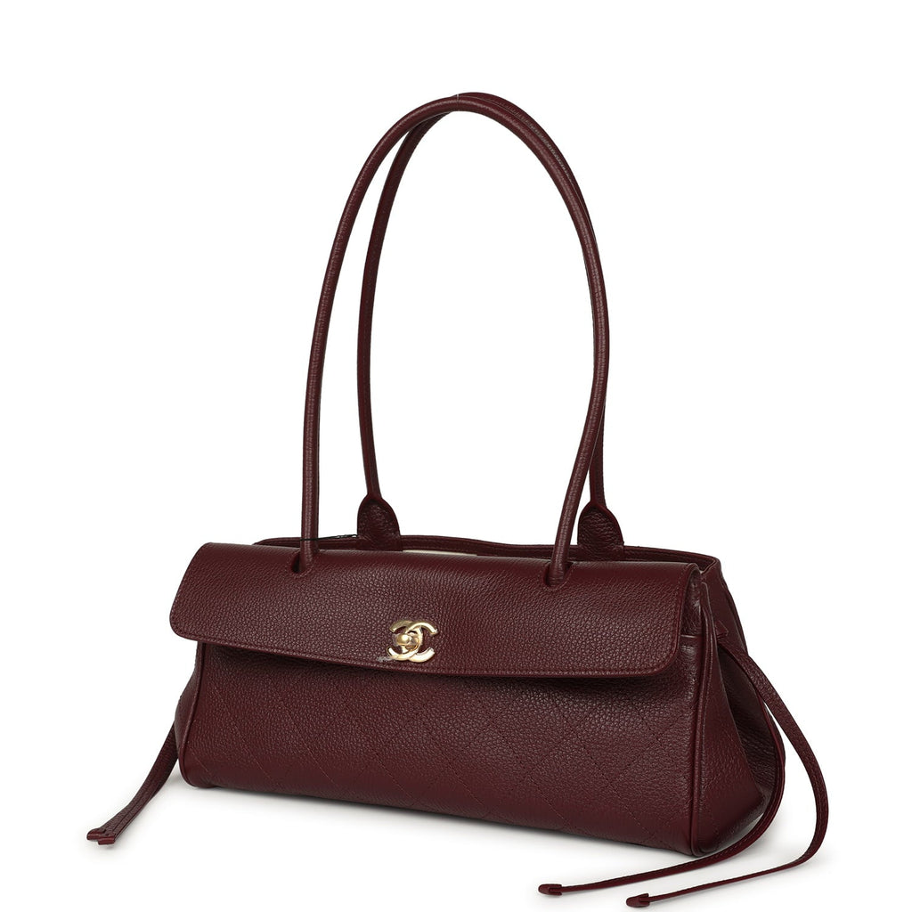 Chanel Small "Urban Essential" East West Shopping Tote Dark Burgundy Caviar Gold Hardware