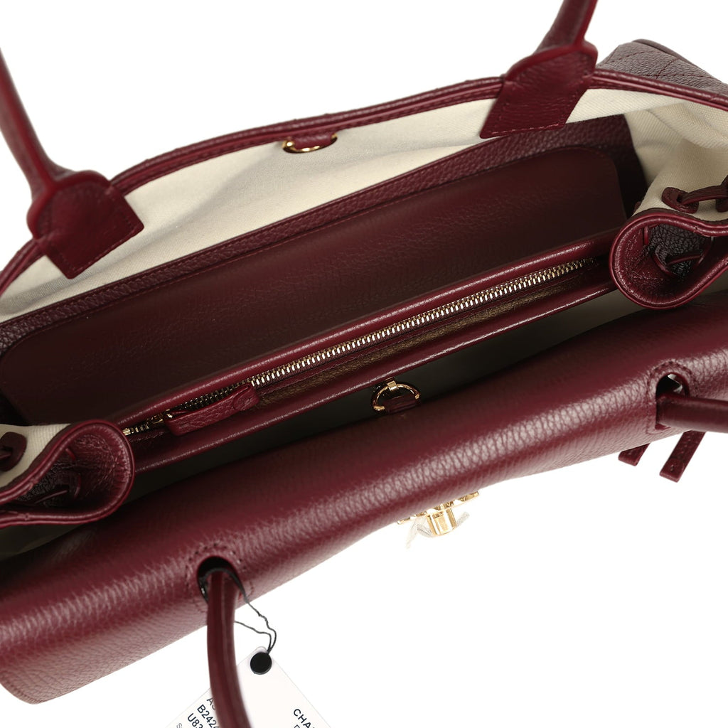 Chanel Small "Urban Essential" East West Shopping Tote Dark Burgundy Caviar Gold Hardware