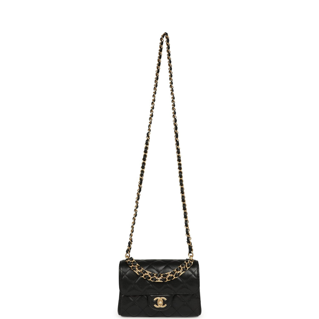 Chanel Mini "CC Vibe" Flap Bag Black Shiny Caviar Brushed Gold Hardware