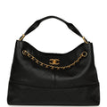 Chanel Small Coco Hobo Bag Black Calfskin Antique Gold Hardware