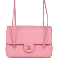 Chanel Small Preppy Coco Flap Bag Pink Shiny Caviar Brushed Gold Hardware