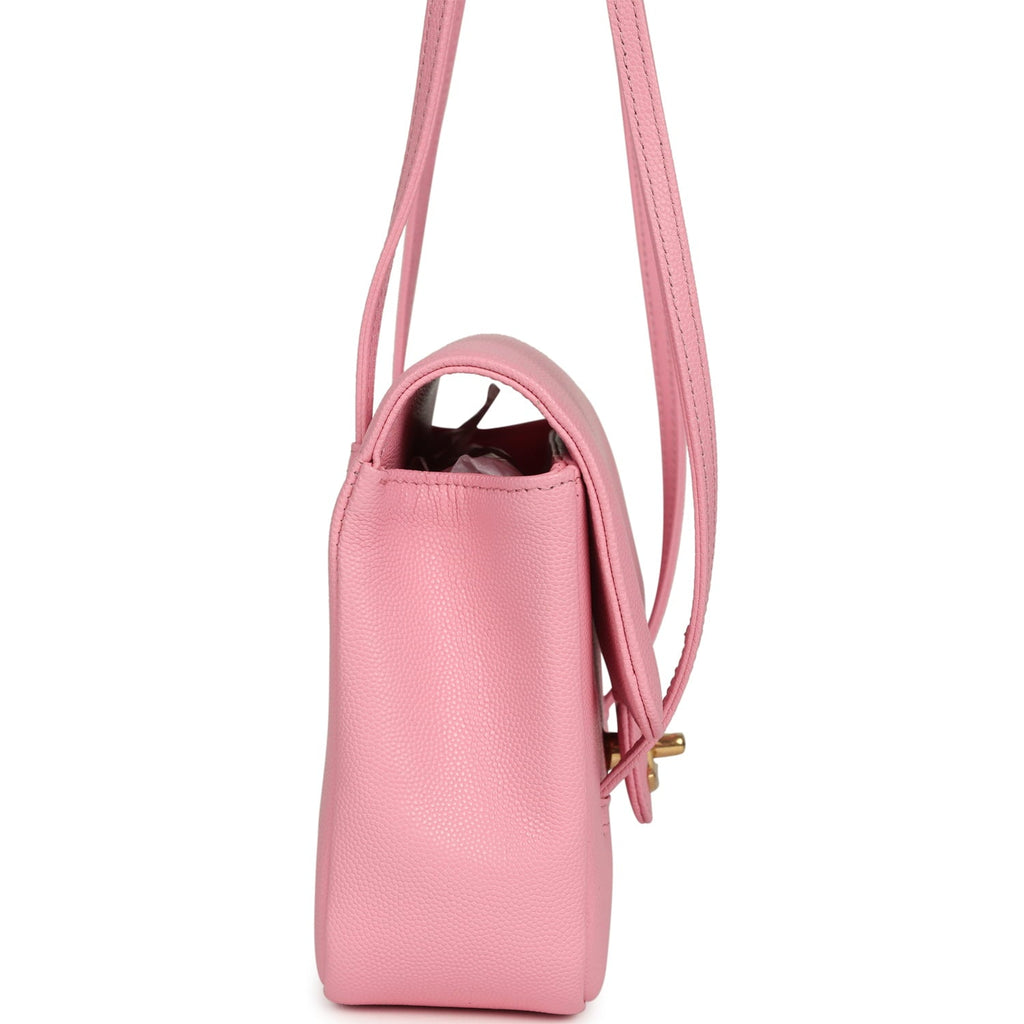 Chanel Small Preppy Coco Flap Bag Pink Shiny Caviar Brushed Gold Hardware