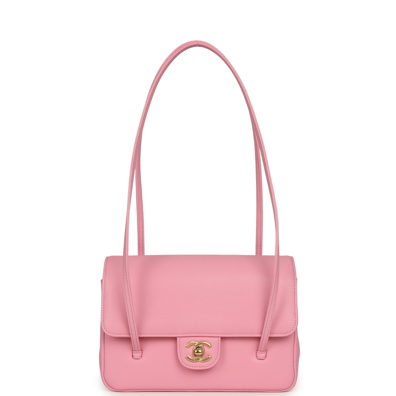 Chanel Small Preppy Coco Flap Bag Pink Shiny Caviar Brushed Gold Hardware