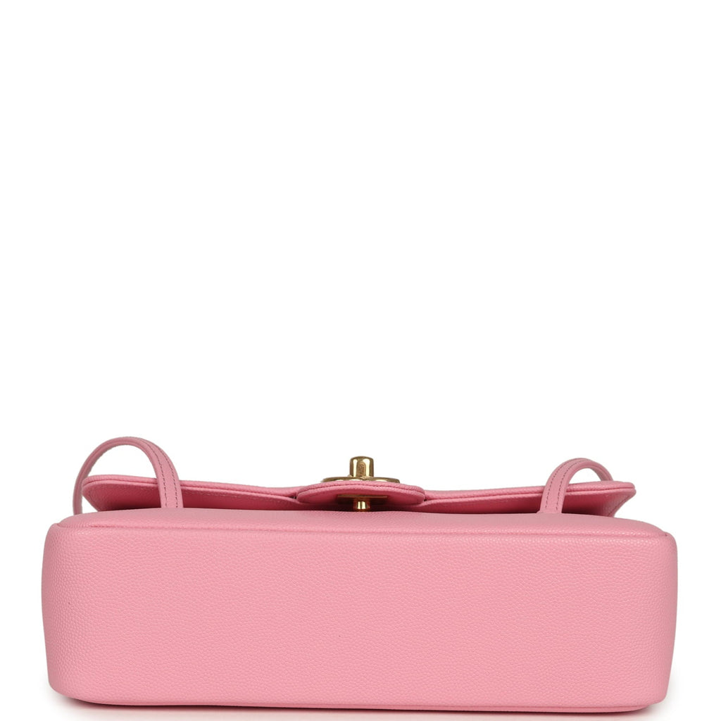 Chanel Small Preppy Coco Flap Bag Pink Shiny Caviar Brushed Gold Hardware