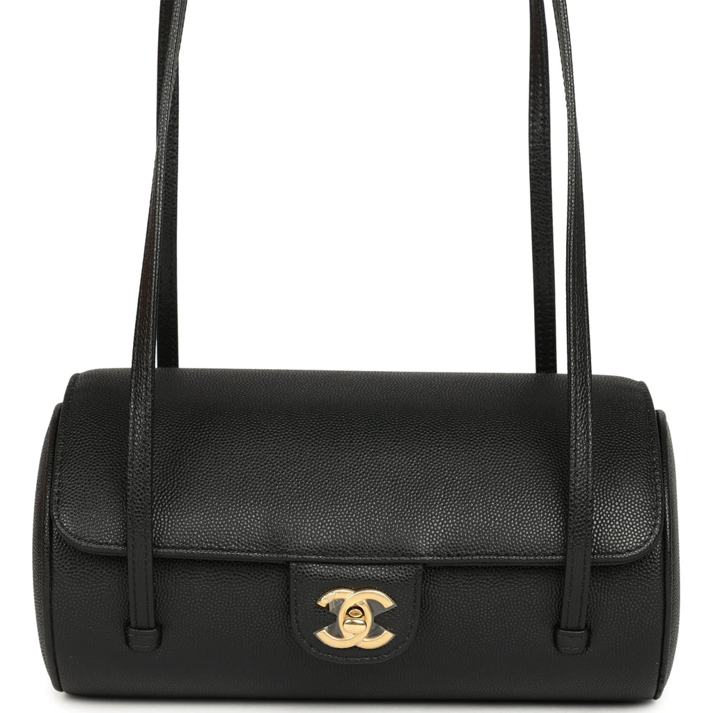 Chanel Preppy Coco Bowling Bag Black Shiny Caviar Brushed Gold Hardware