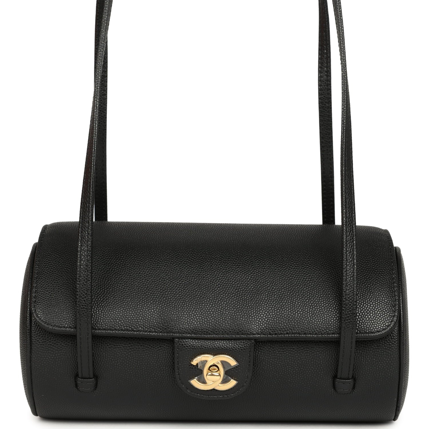 Chanel Preppy Coco Bowling Bag Black Shiny Caviar Brushed Gold Hardware
