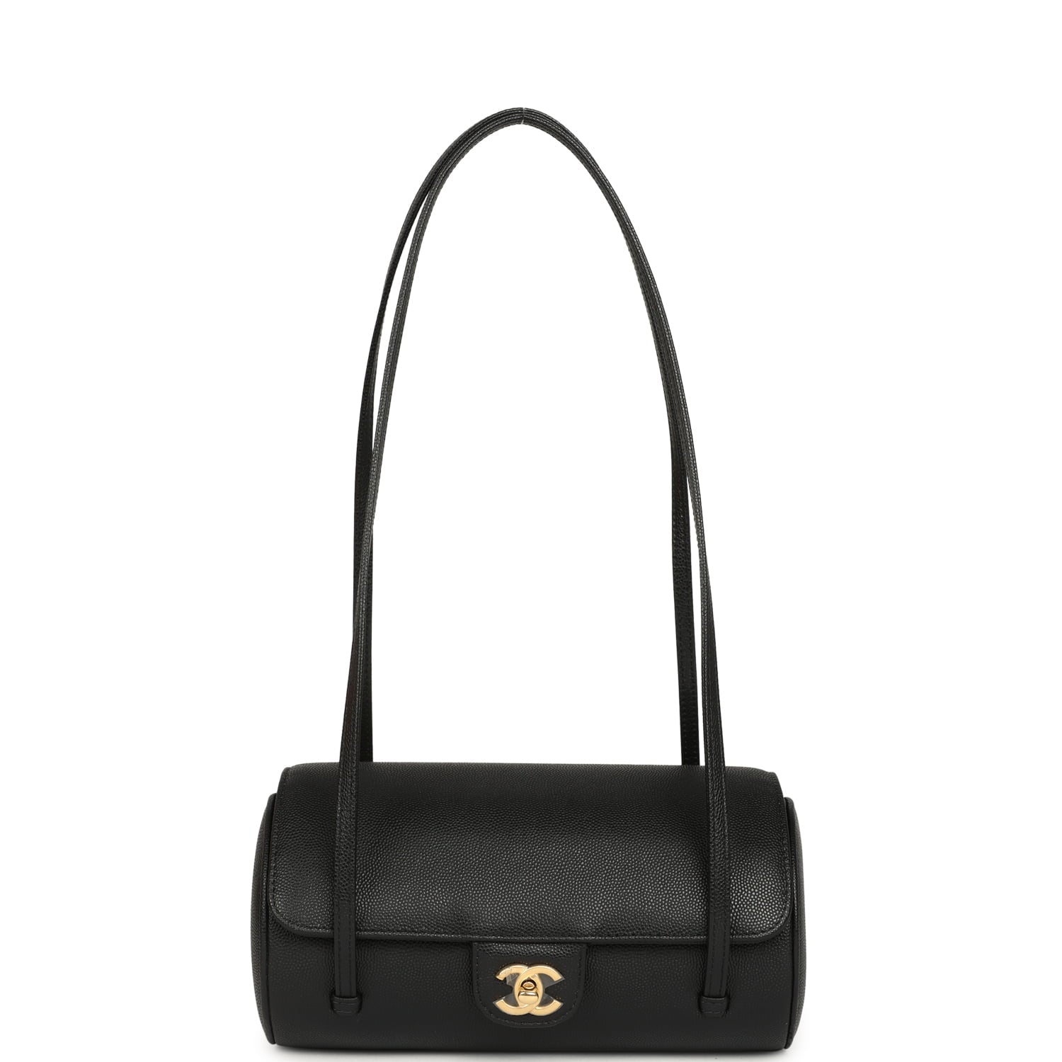 Chanel Preppy Coco Bowling Bag Black Shiny Caviar Brushed Gold Hardware
