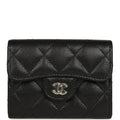 Chanel Classic  Holder Wallet Black Shiny Caviar Light Gold Hardware