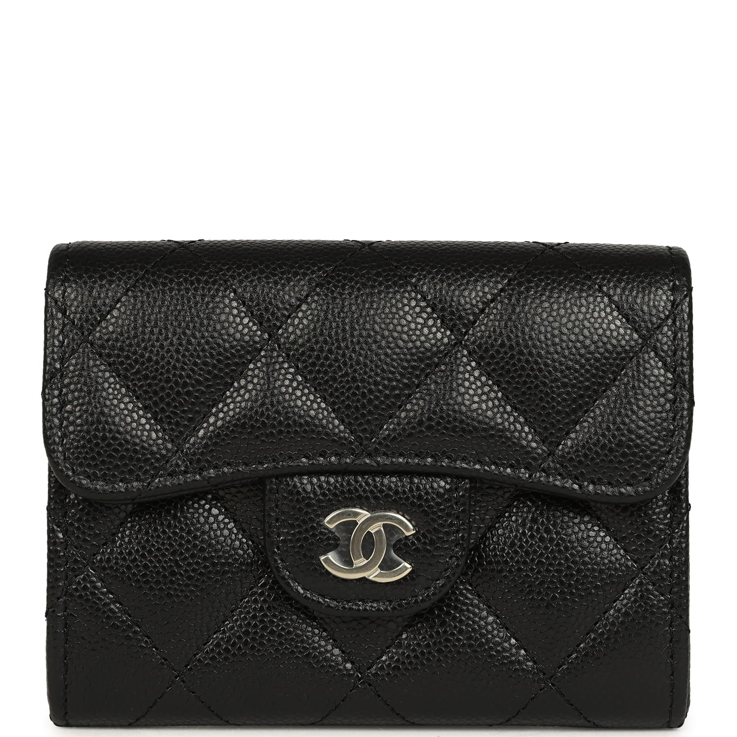 Chanel Classic  Holder Wallet Black Shiny Caviar Light Gold Hardware