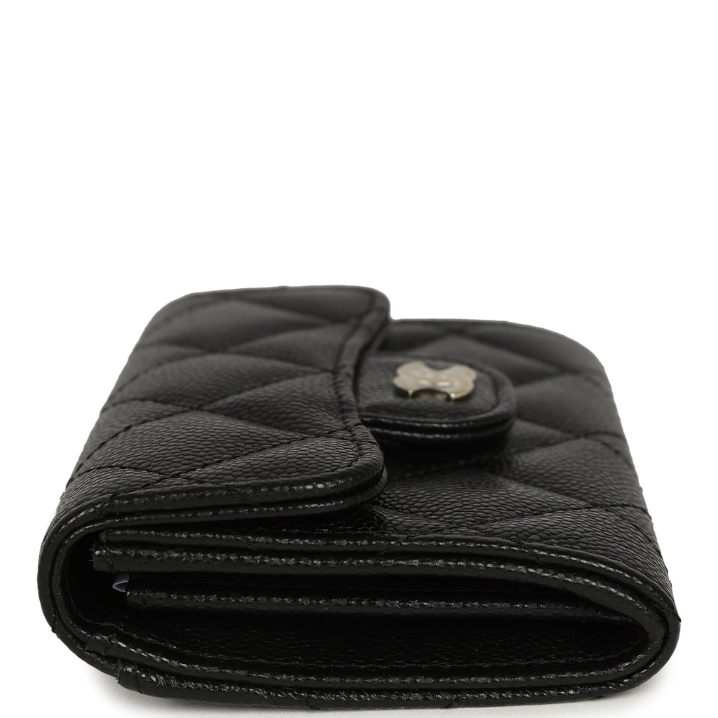 Chanel Classic  Holder Wallet Black Shiny Caviar Light Gold Hardware