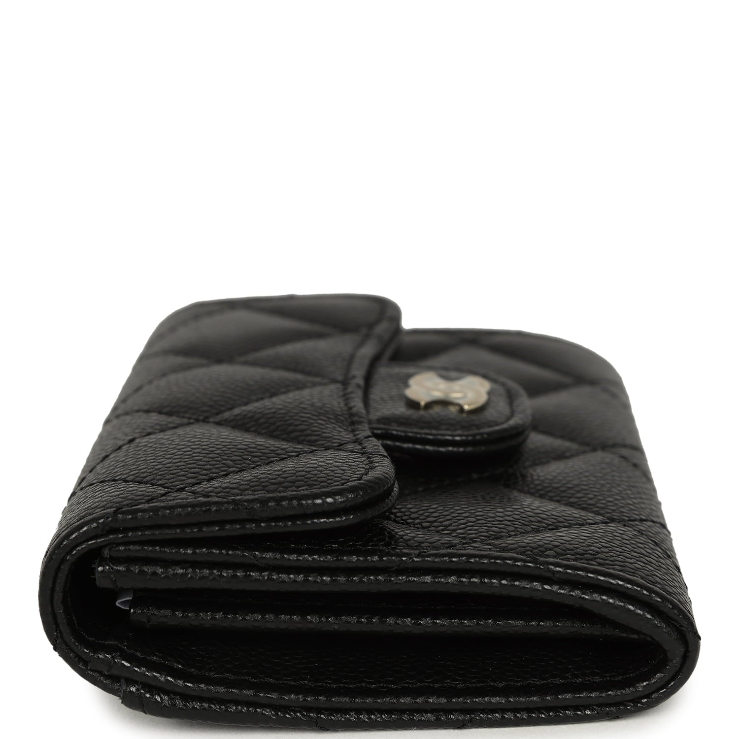 Chanel Classic  Holder Wallet Black Shiny Caviar Light Gold Hardware