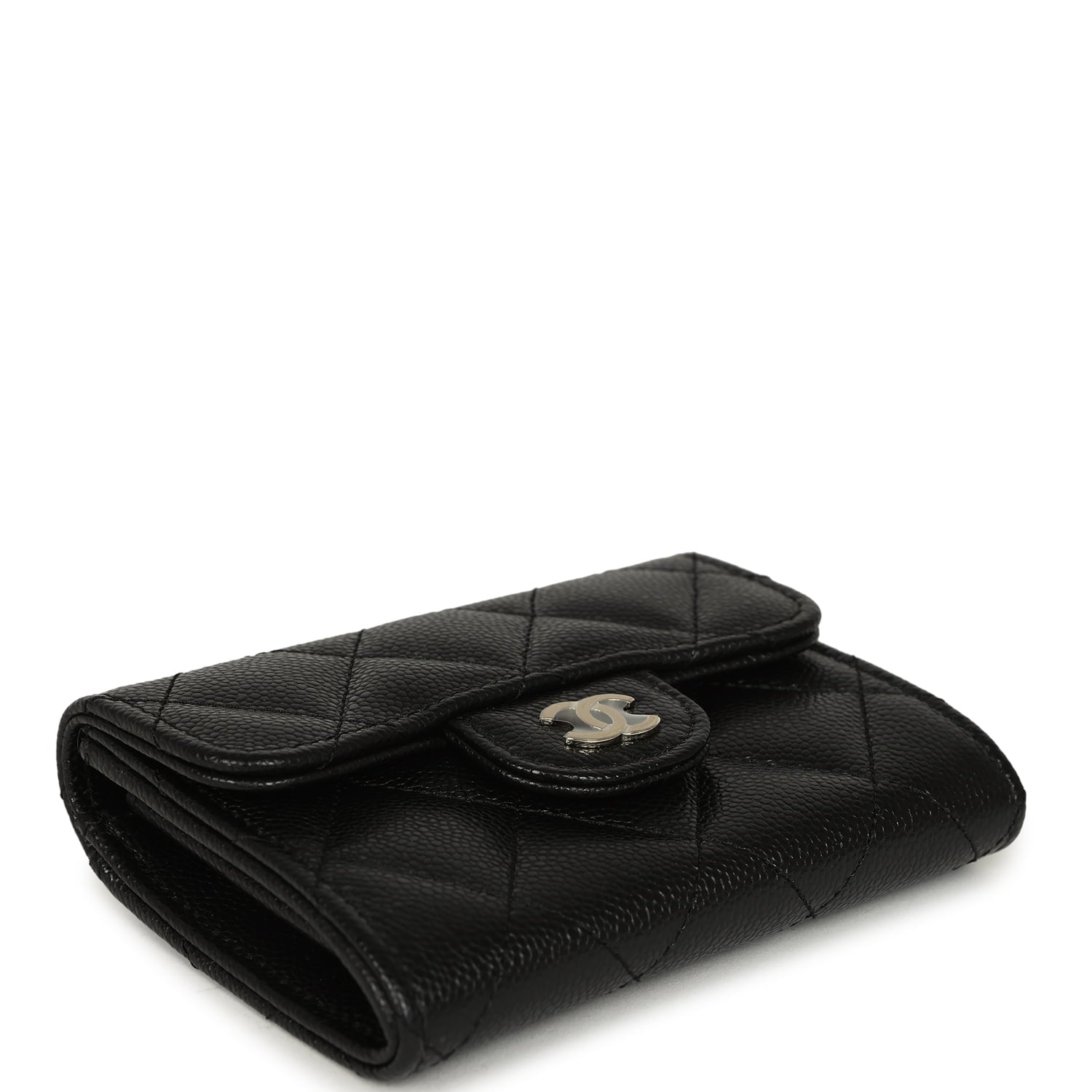 Chanel Classic  Holder Wallet Black Shiny Caviar Light Gold Hardware