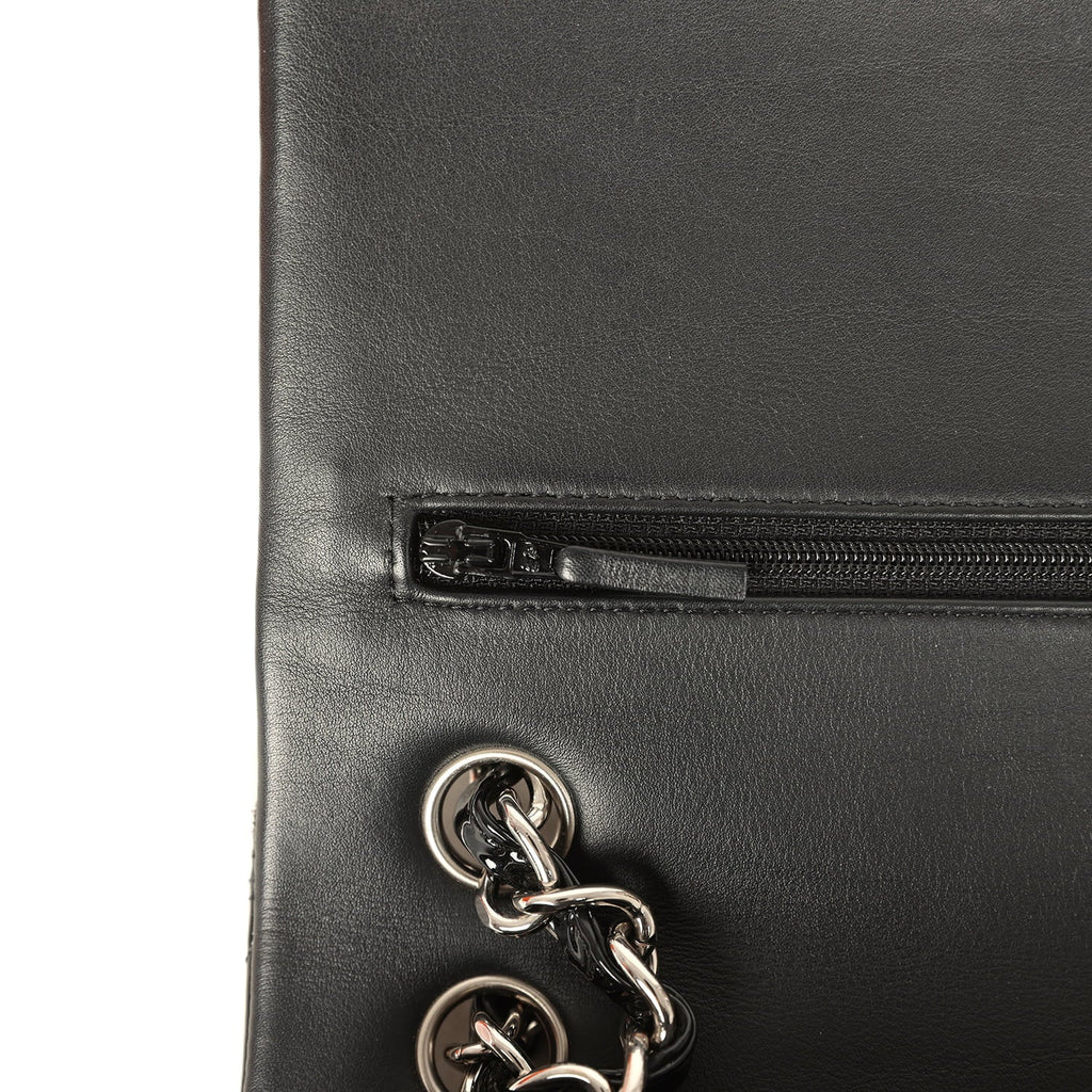 Pre-owned Chanel Jumbo Classic Double Flap Bag Black Patent Silver Hardware