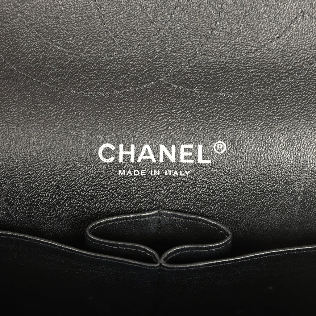 Pre-owned Chanel Jumbo Classic Double Flap Bag Black Patent Silver Hardware