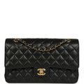 Pre-owned Chanel Medium Classic Double Flap Black Caviar Gold Hardware