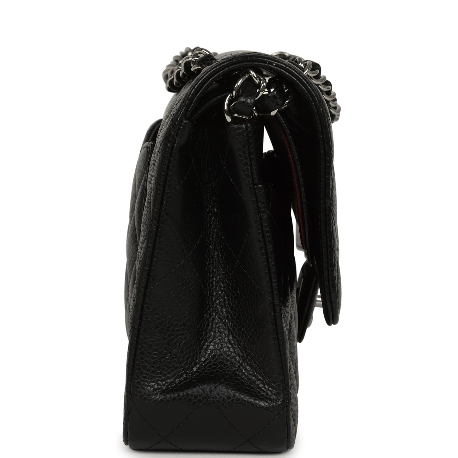 Pre-owned Chanel Medium Classic Double Flap Black Caviar Silver Hardware