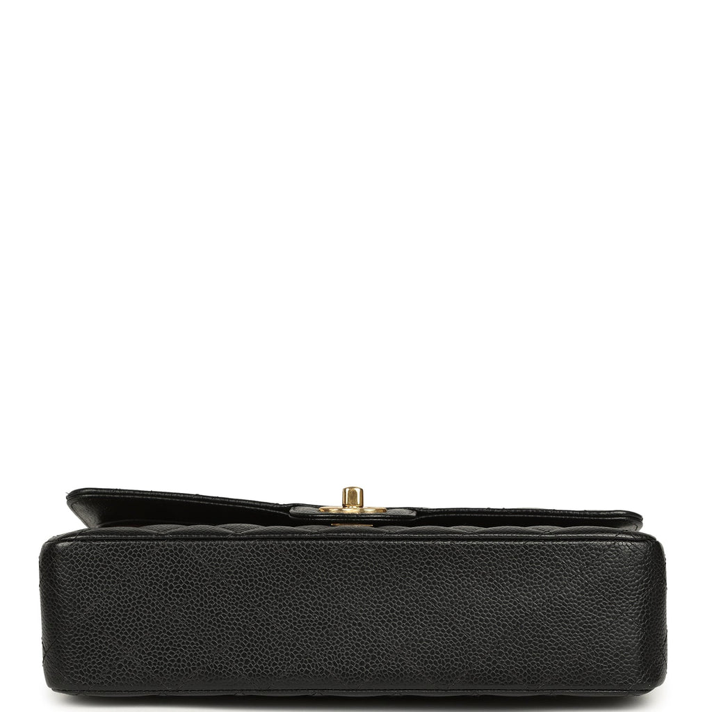 Pre-owned Chanel Medium Classic Double Flap Black Caviar Gold Hardware