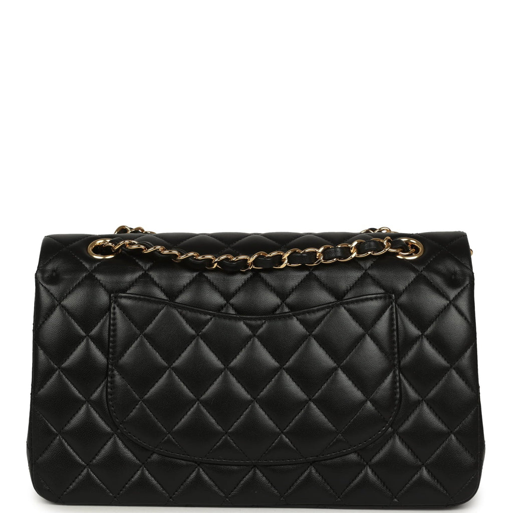 Pre-owned Chanel Medium Classic Double Flap Bag Black Lambskin Gold Hardware