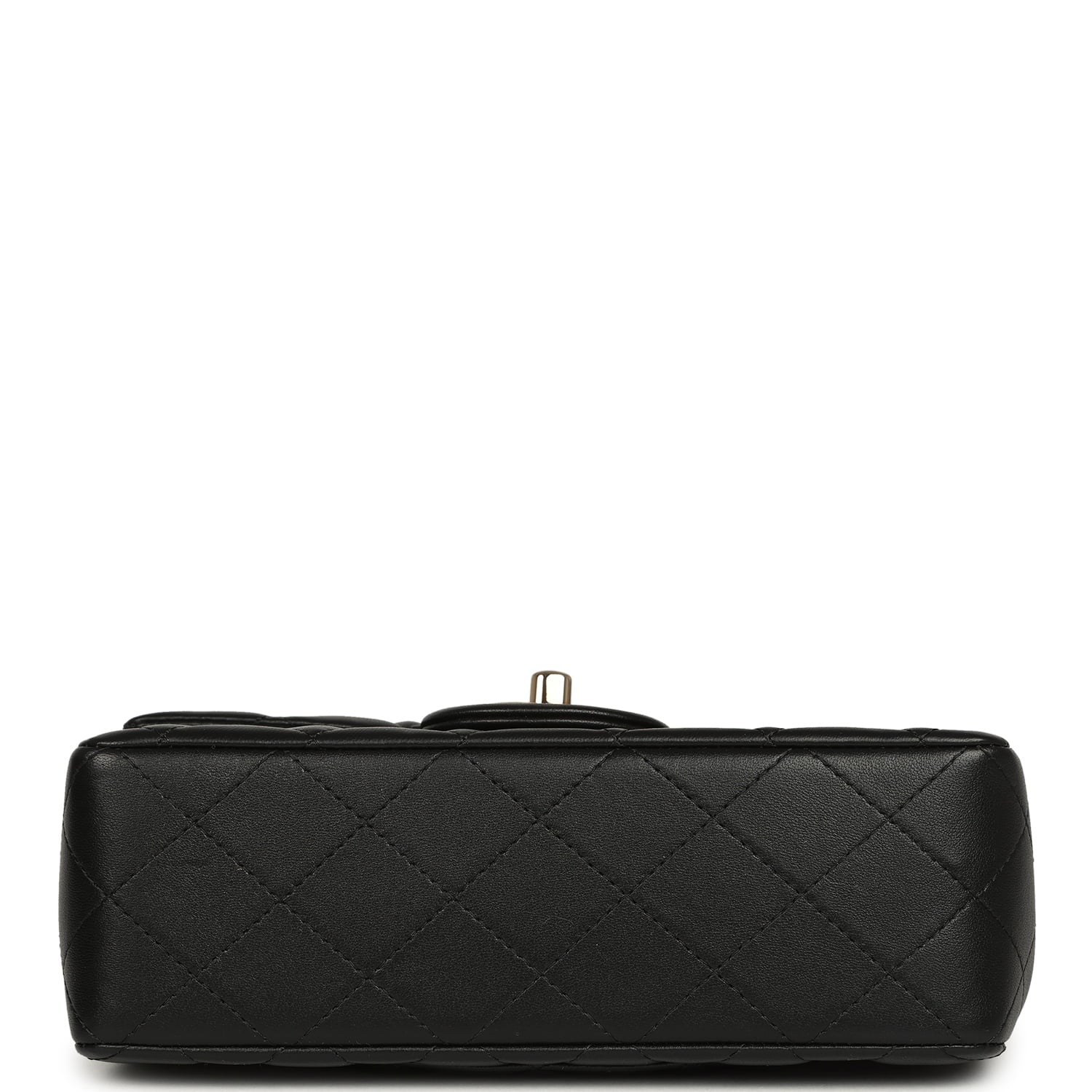 Chanel Mini Rectangular Top Handle Flap Bag Black Lambskin Light Gold Hardware