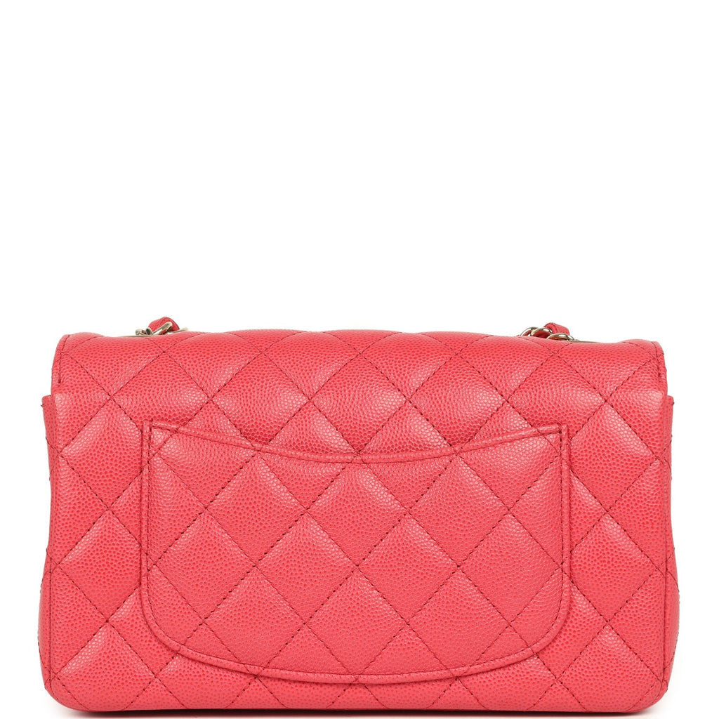 Pre-owned Chanel Mini Classic Rectangular Flap Bag Dark Pink Caviar Light Gold Hardware