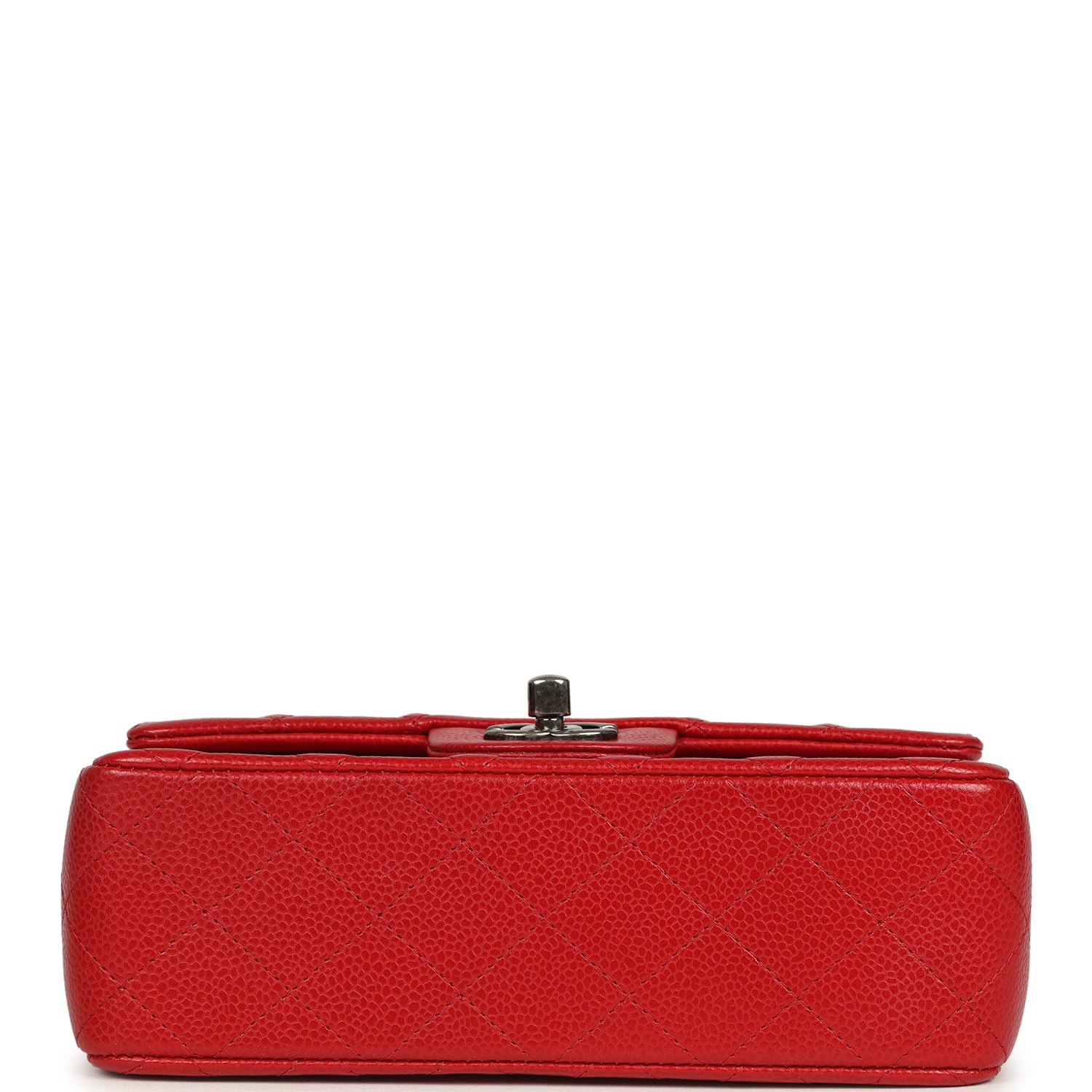 Pre-owned Chanel Mini Classic Rectangular Flap Bag Red Caviar Aged Ruthenium Hardware